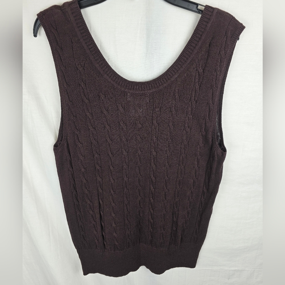 NWOT George Brown Cable Knit Sleeveless Sweater Vest Sz L - Picture 5 of 8
